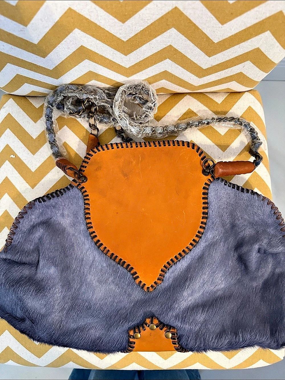 NWOT Sharif Agate Ponyhair and Leather Shoulder Bag - Picture 2 of 12